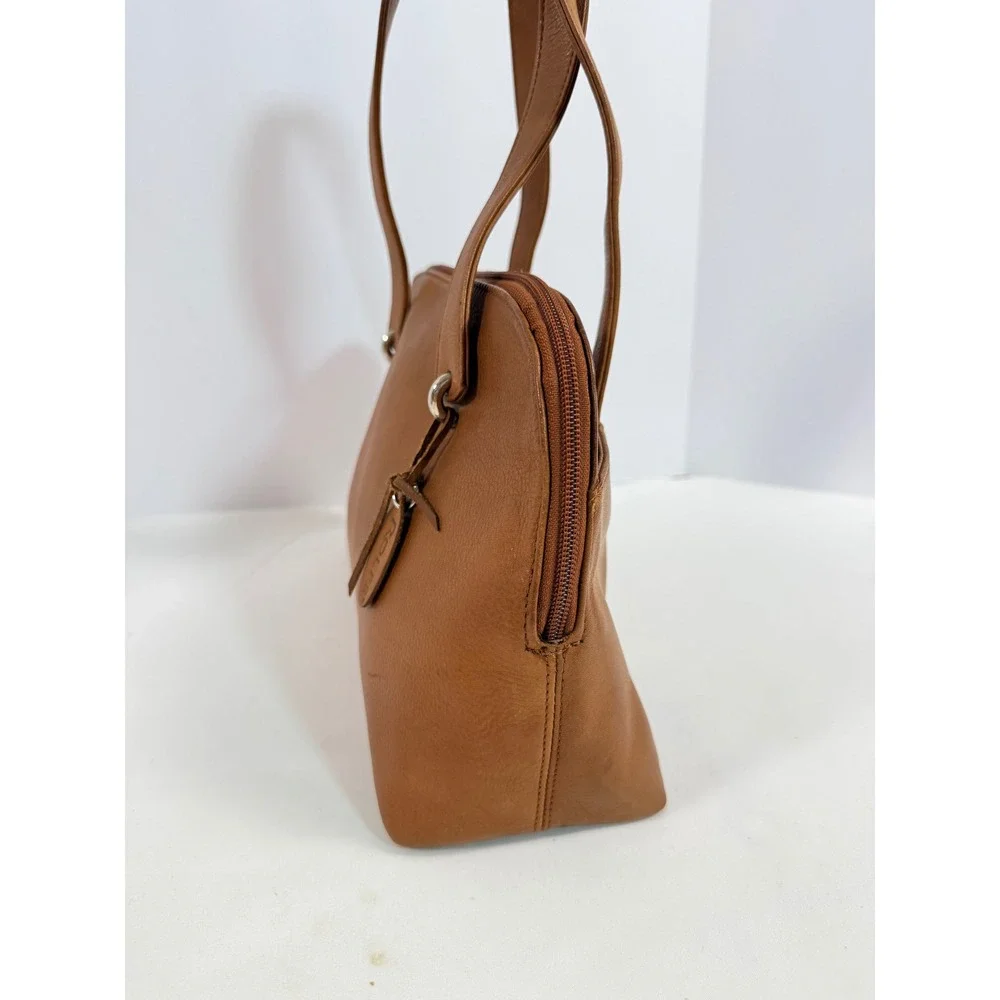 Rolfs Brown Leather Shoulder Bag Zip Top Handbag Vintage Style